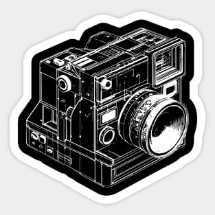 oldschool camera wireframe design Sticker